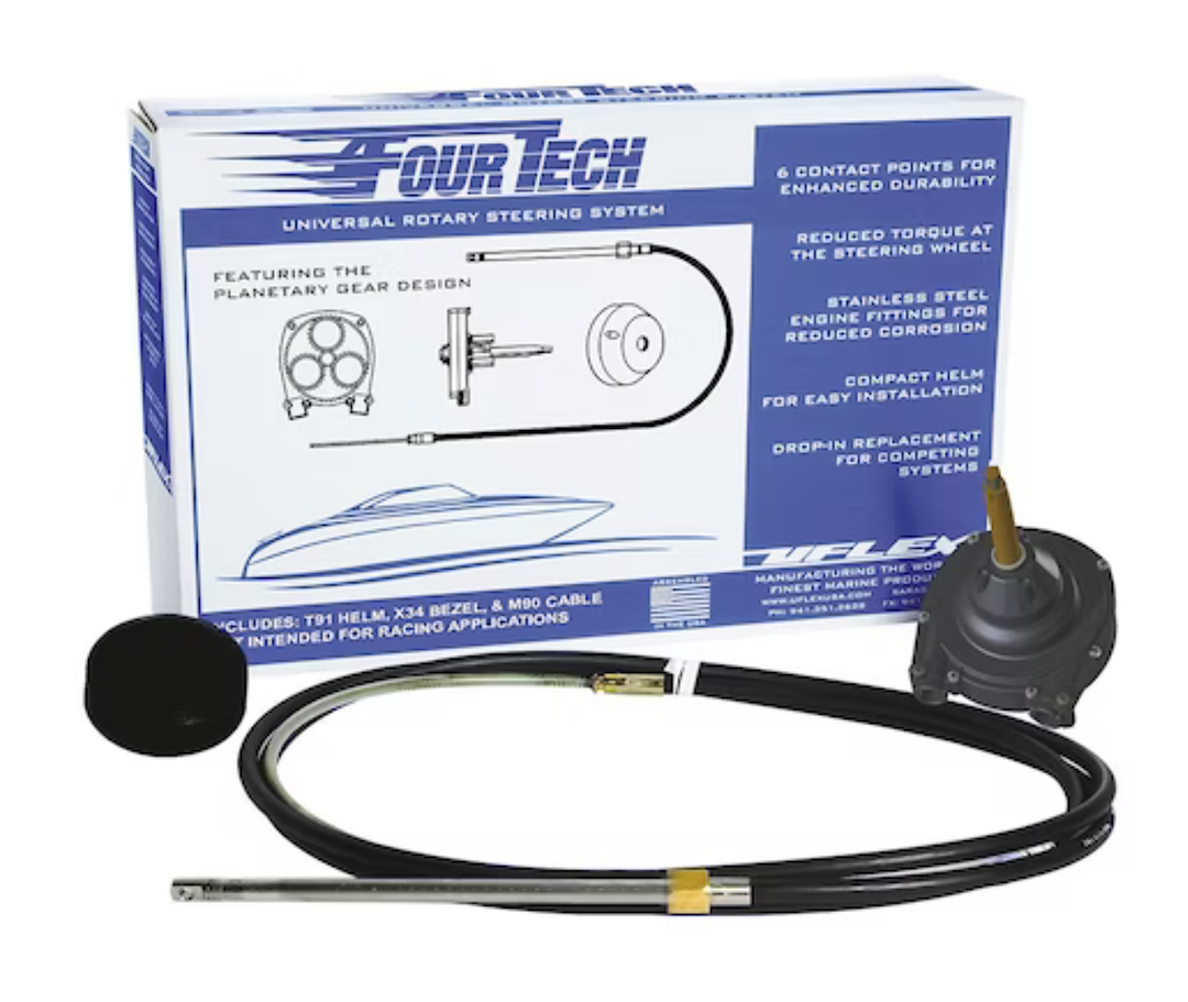 Uflex USA Compact Helm For Easy Installation Boat Steering System Helm Fourtechblk18 - Black 18 Mach Rotary