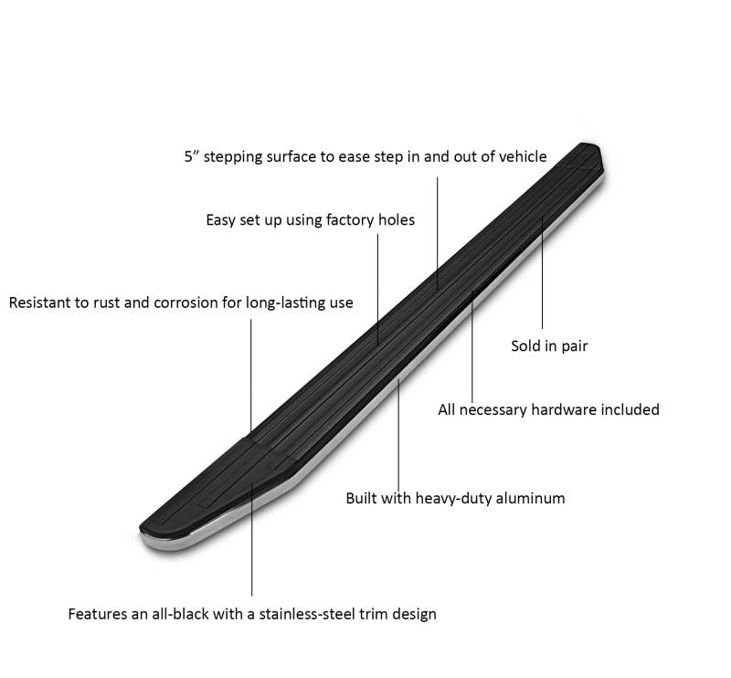 Black Horse Resistant To Rust And Corrosion Running Board PR-Edge15 - 2015-2019 Ford Edge Boards