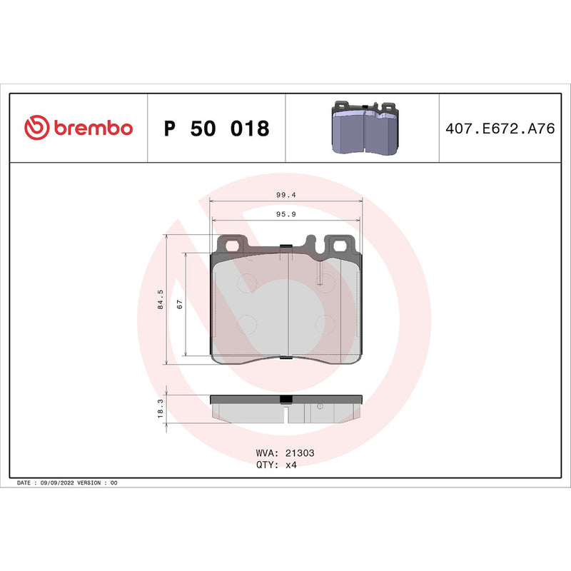 Brembo Premium Low-Met OE Equivalent Pad Brake Pad P50018 - Disc Set
