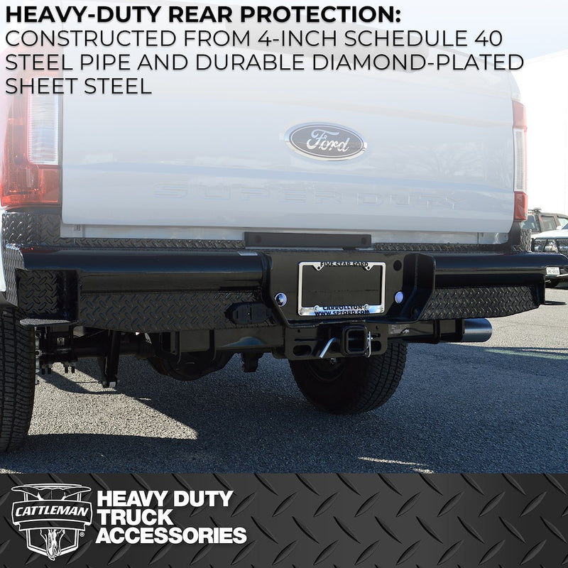 Cattleman Solid Beaded Welding Bumper 4393S - Rear Bumper-8 Drop Dually Wrap