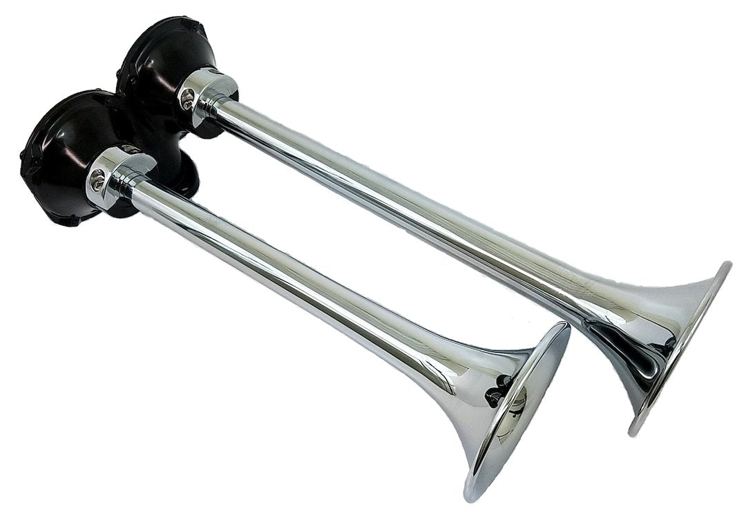 Kleinn Auto 401 Chrome plated spun copper trumpets - Chrome Copper Dual Roof Horn