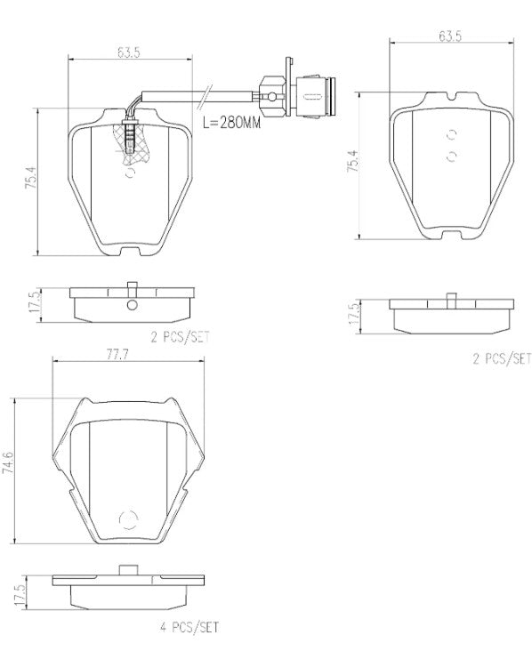Brembo Premium Low-Met OE Equivalent Pad Brake Pad P85054N - Disc Set