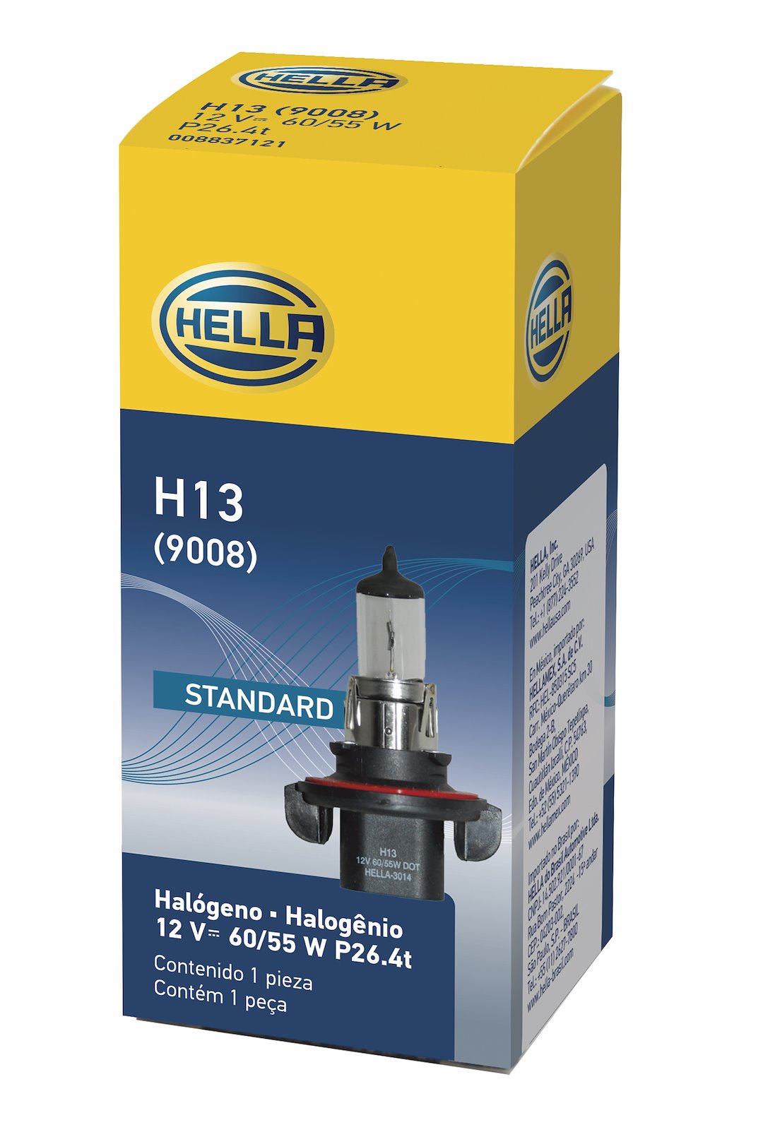 Hella DOT Compliant Headlight Bulb H13 - 12V 60 55W P26-4T