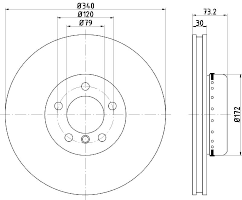 Hella Reduced Braking Noise Brake Rotor 355120811 - Disc Piece High