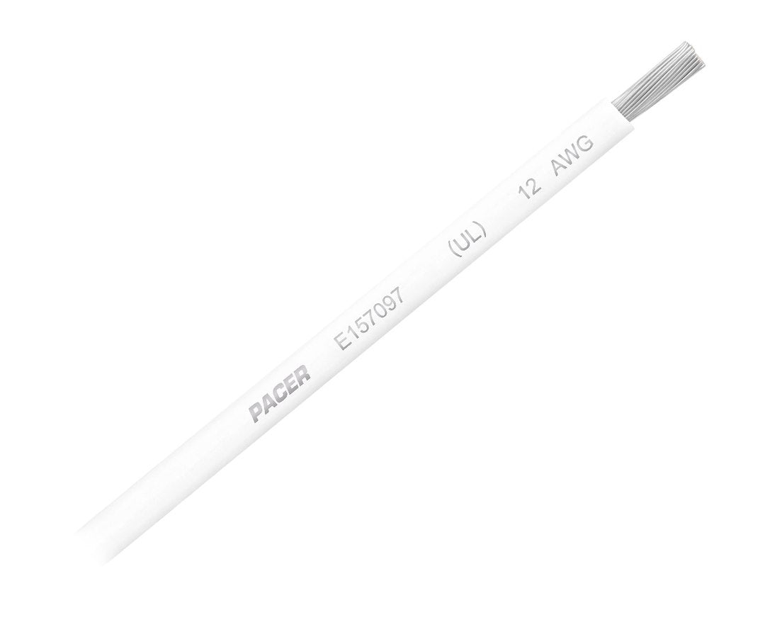Pacer No Supplier Warranty Primary Wire WUL12WH-100 - 12 Awg UL WH TC 100FT RL