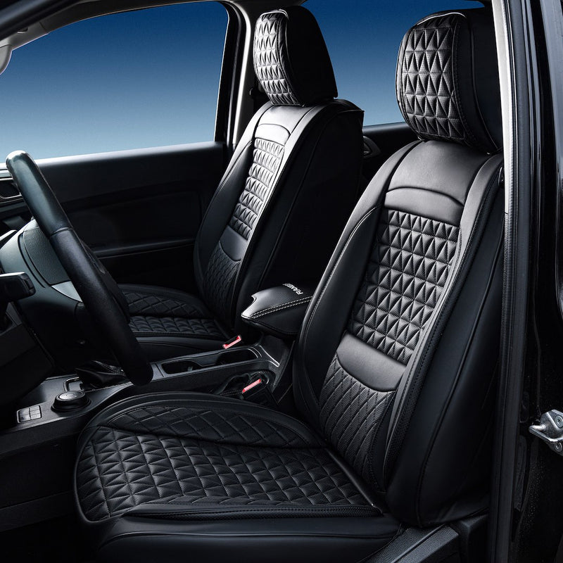 Seat CVR SOL Scratch Resistant Eco-Leather Seat Cover 09SBL - Black Bundle Full Frnt Rear