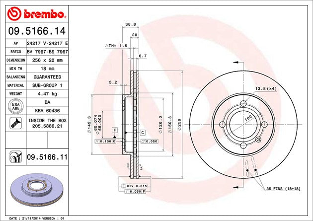 Brembo 09516611C02 Brake Rotor