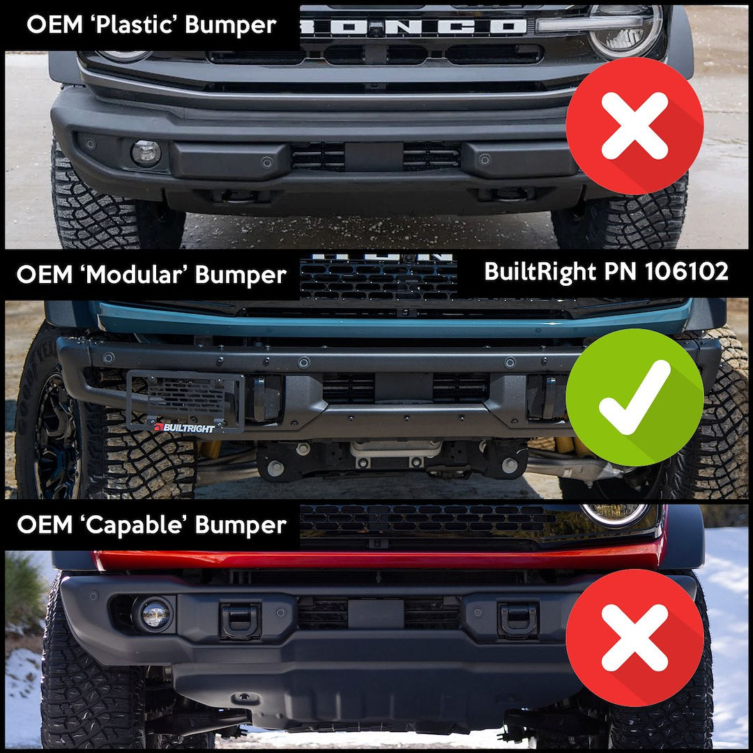 Builtright Made In USA License Plate Relocation Kit 106102 - Lprk Ford Bronco Modular Steel