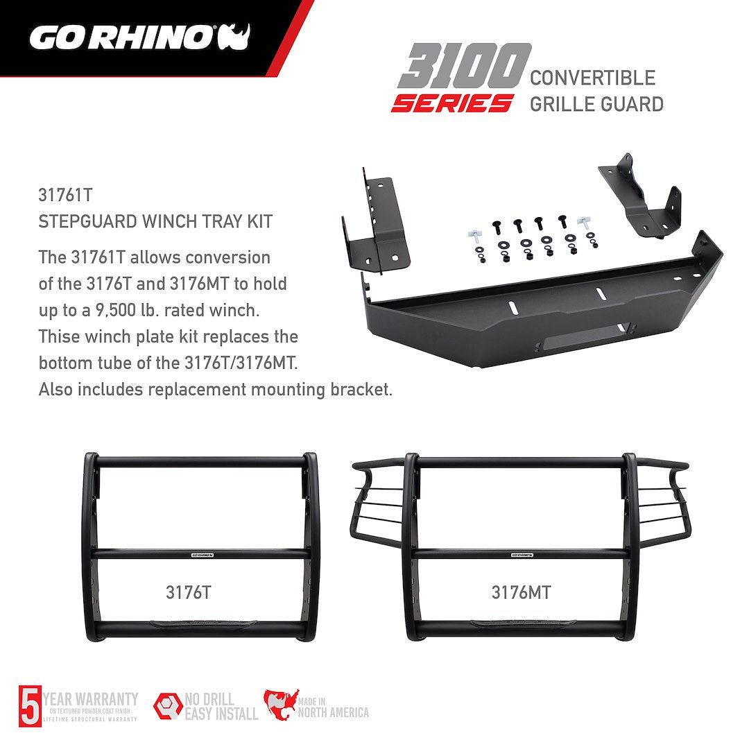 GO Rhino Patented Built In Step Grille Guard 3176MT - 3000 Extreme Series Stepguard Cen