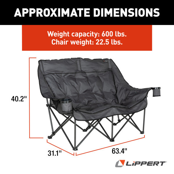 Lippert Comp Lightweight And Easy To Transport Camping Chair 2024043335 - Big Bear Heated Camp Sofa Dark GR