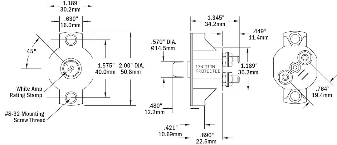 Blue SEA Push-To-Reset Operation Circuit Breaker 2141-BSS - Medium Button 40A