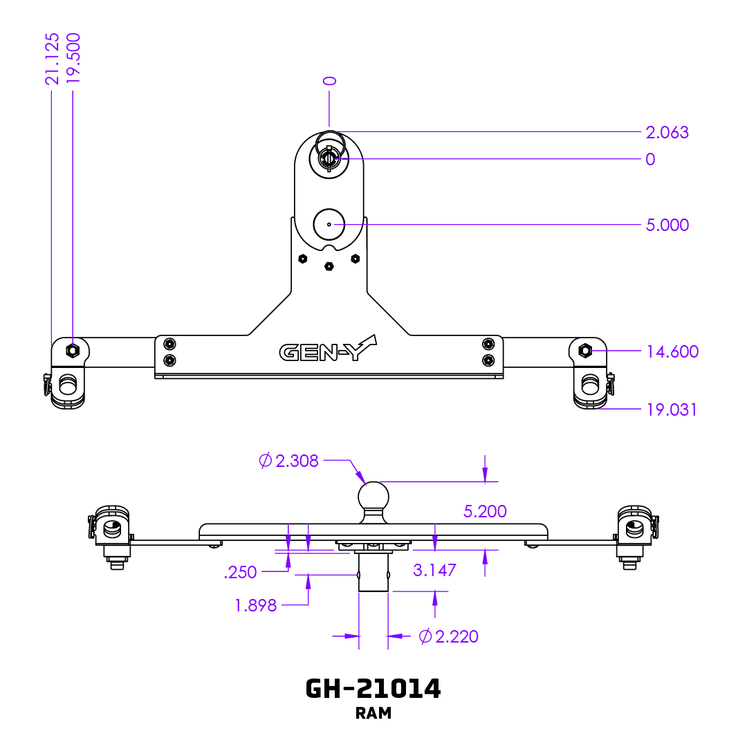 GEN-Y Hitch Maintenance Free Gooseneck Trailer Hitch Ball GH-21014 - Goosepuck Offset