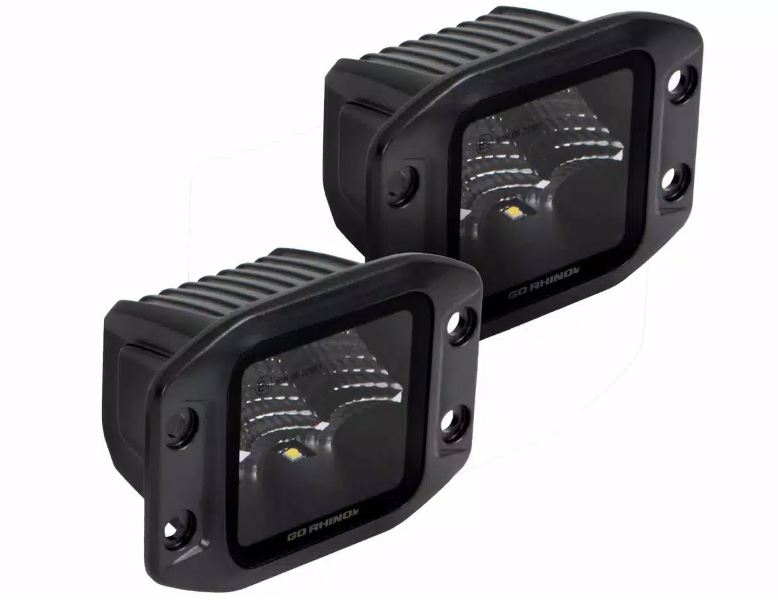 GO Rhino Complete Set Sold In Pairs Driving/ Fog Light 750400321SCF - Blackout Series Lights- Pair 3X3