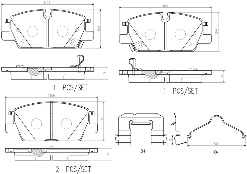Brembo Premium Low-Met OE Equivalent Pad Brake Pad P10082