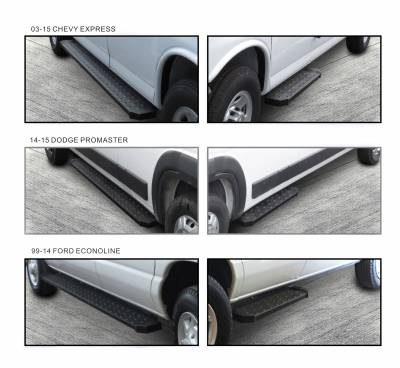 Black Horse Rust And Corrosion Resistant Running Board SR-FOR203796 - 1999-2014 Ford E-150 Boards