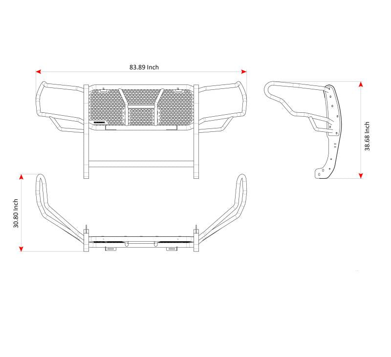 Black Horse Patent Approved Grille Guard RU-Totu22-B-PLB - Black Rugged HD Kit