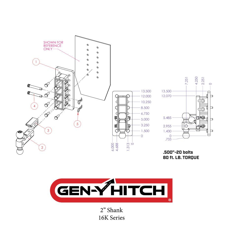 GEN-Y Hitch Versatility And Heavy-Duty Trailer Hitch Ball Mount GH-3024 - Mega-Duty 2.5 Bolt-ON Drop 3.5K