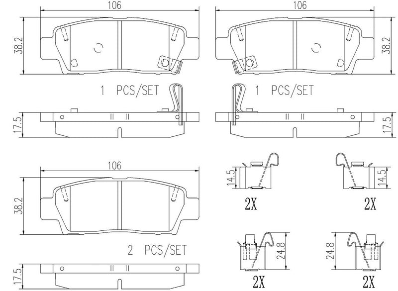Brembo Premium Low-Met OE Equivalent Pad Brake Pad P83123N - Disc Set