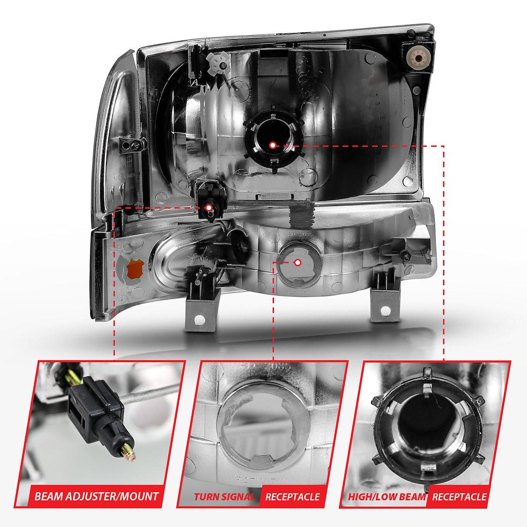 Anzo Easy To Install Headlight Assembly 111458 - Clear Crystal Set
