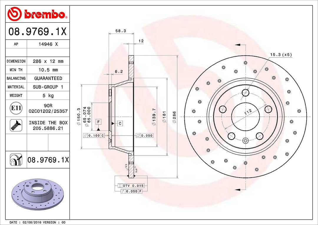 Brembo 0897691XC02 Brake Rotor
