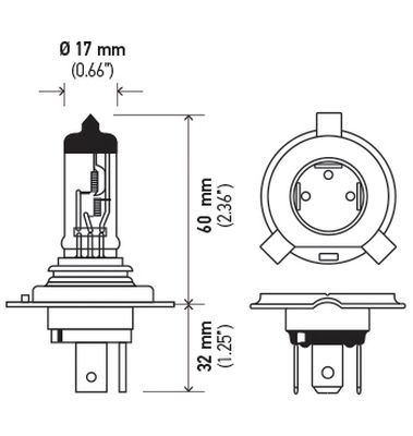 Hella No Supplier Warranty Headlight Bulb 002525651 - H4 12V 60 55W P43T T4.625 50