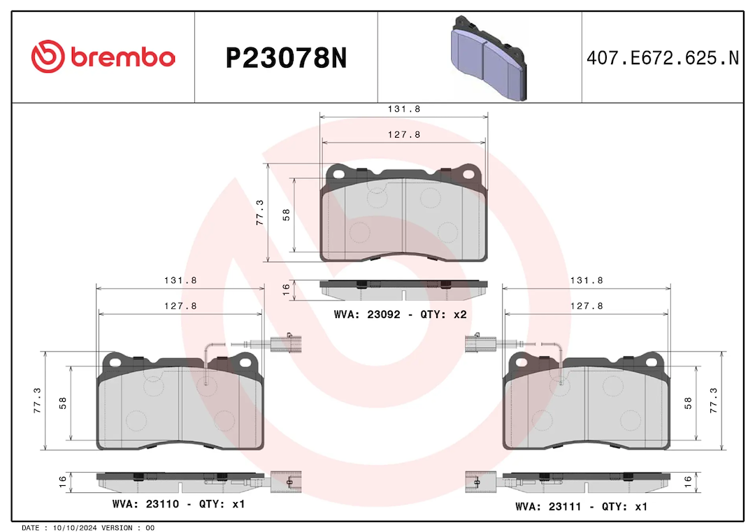 Brembo Premium Low-Met OE Equivalent Pad Brake Pad P23078N - Disc Set