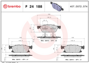 Brembo Premium Low-Met OE Equivalent Pad Brake Pad P24188