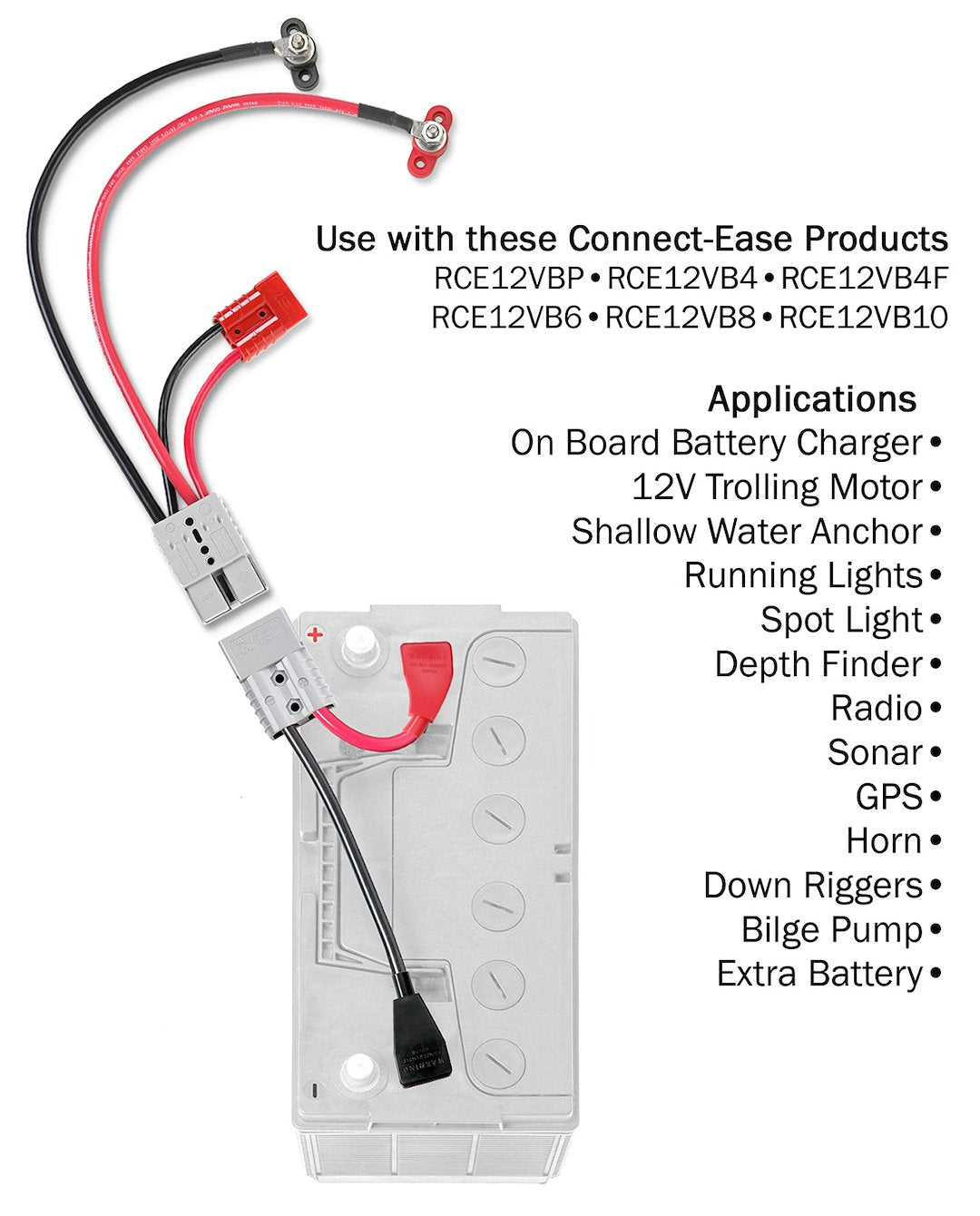 Connect Ease Corrosion Resistant Components Battery Connection Harness RCE12VBM6CK - Gauge Outboard Motor