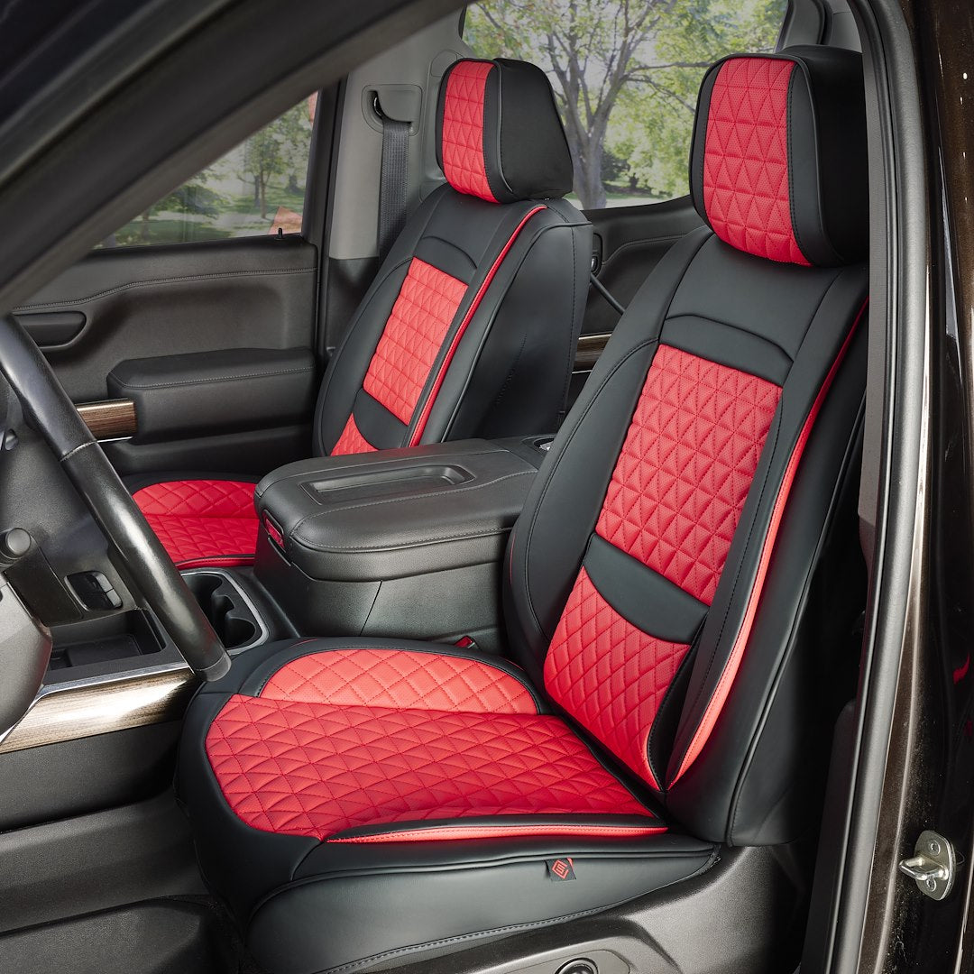 Seat CVR SOL Scratch Resistant Eco-Leather Seat Cover FFFBR - Black Red Bundle Frnts