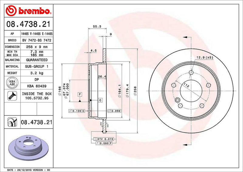 Brembo Components Not Hazardous To Health Brake Rotor 08473821C02 - Disc