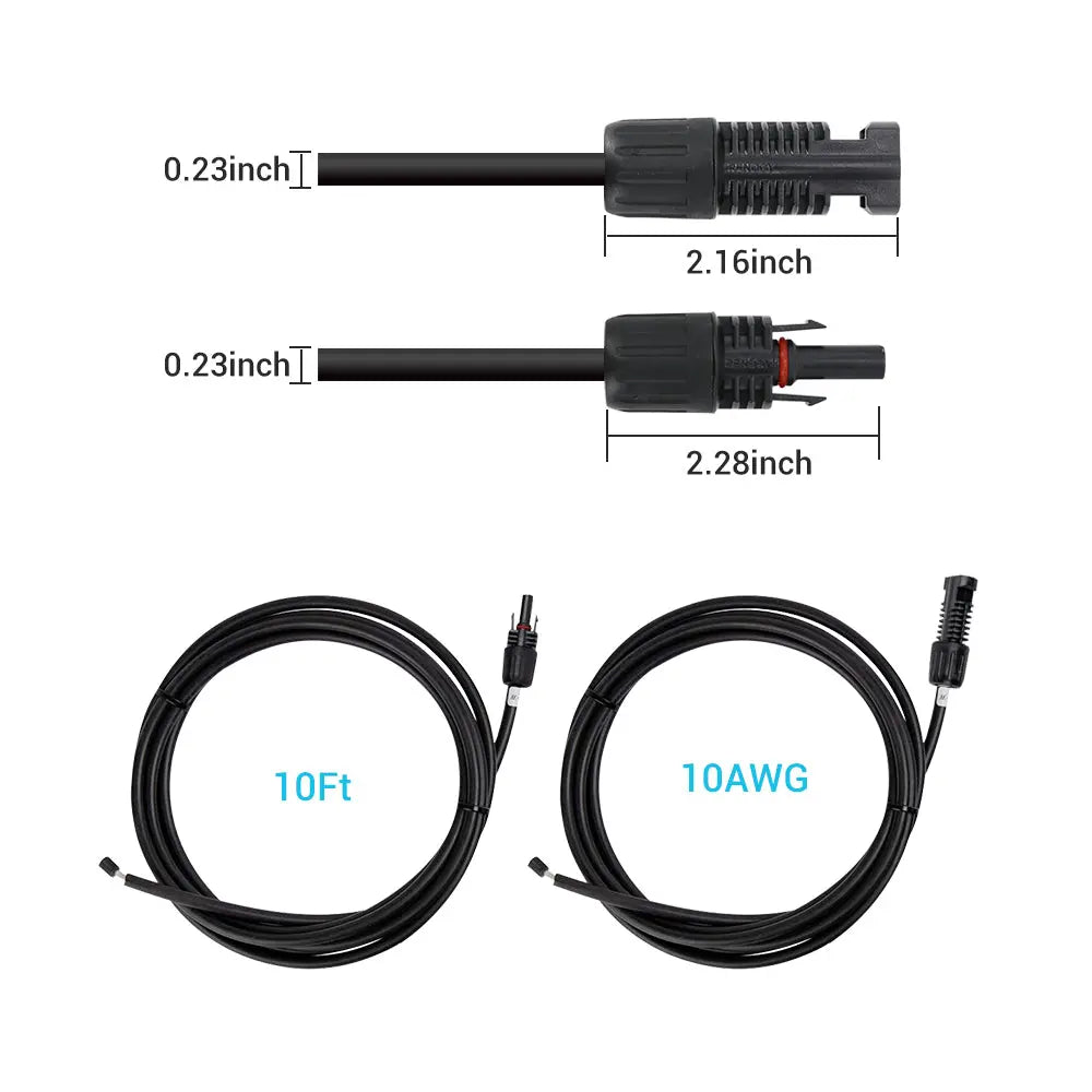 Renogy Weatherproof Insulated Wiring Solar Panel Cable RNG-AK-10FT-10-G1-US - 10FT 10AWG Adaptor Kit