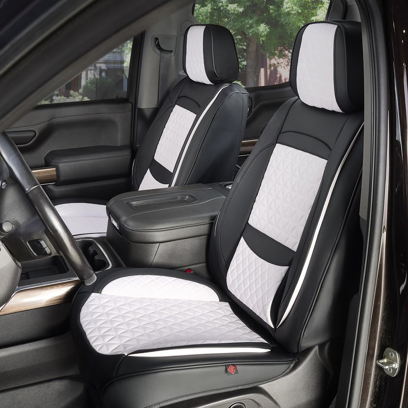 Seat CVR SOL Scratch Resistant Eco-Leather Seat Cover FFFBW - Black White Bundle Frnts
