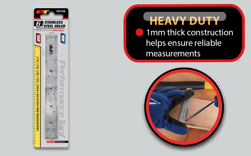 Perform Tool W5708 Polished Measuring Ruler