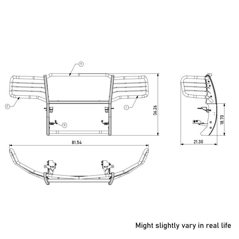 Black Horse No Drill Mounting Grille Guard 17GS12MA