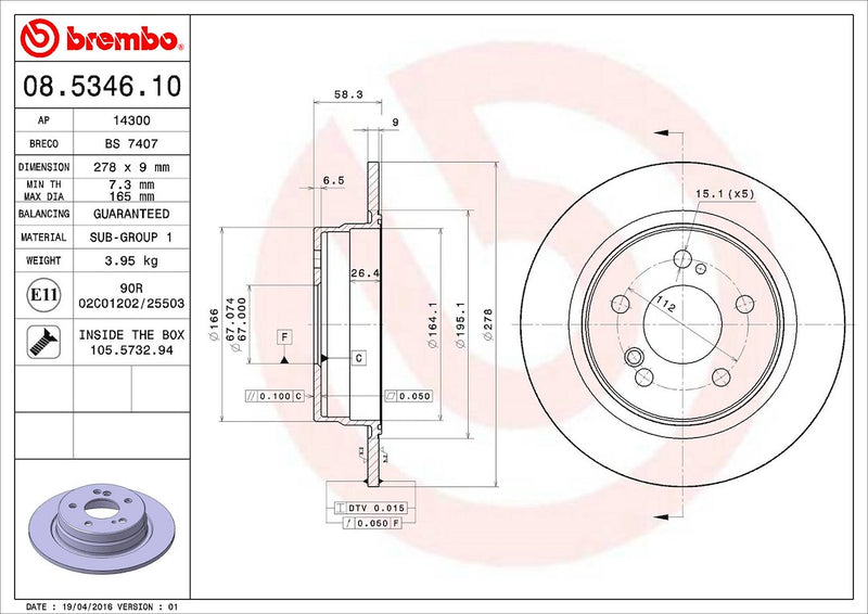 Brembo Components Not Hazardous To Health Brake Rotor 08534610C02 - Disc