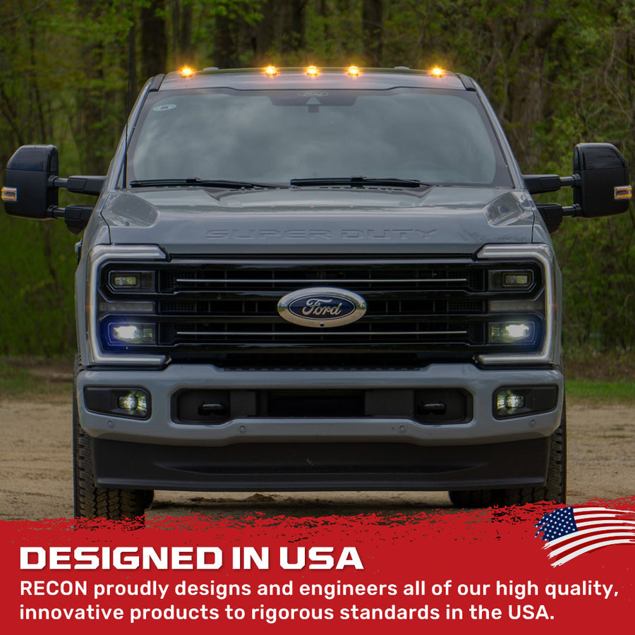 Recon Access SAE And DOT-Compliant Roof Marker Light 264443Bkhpam - Ford 23-25 Superduty 5-Piece Set