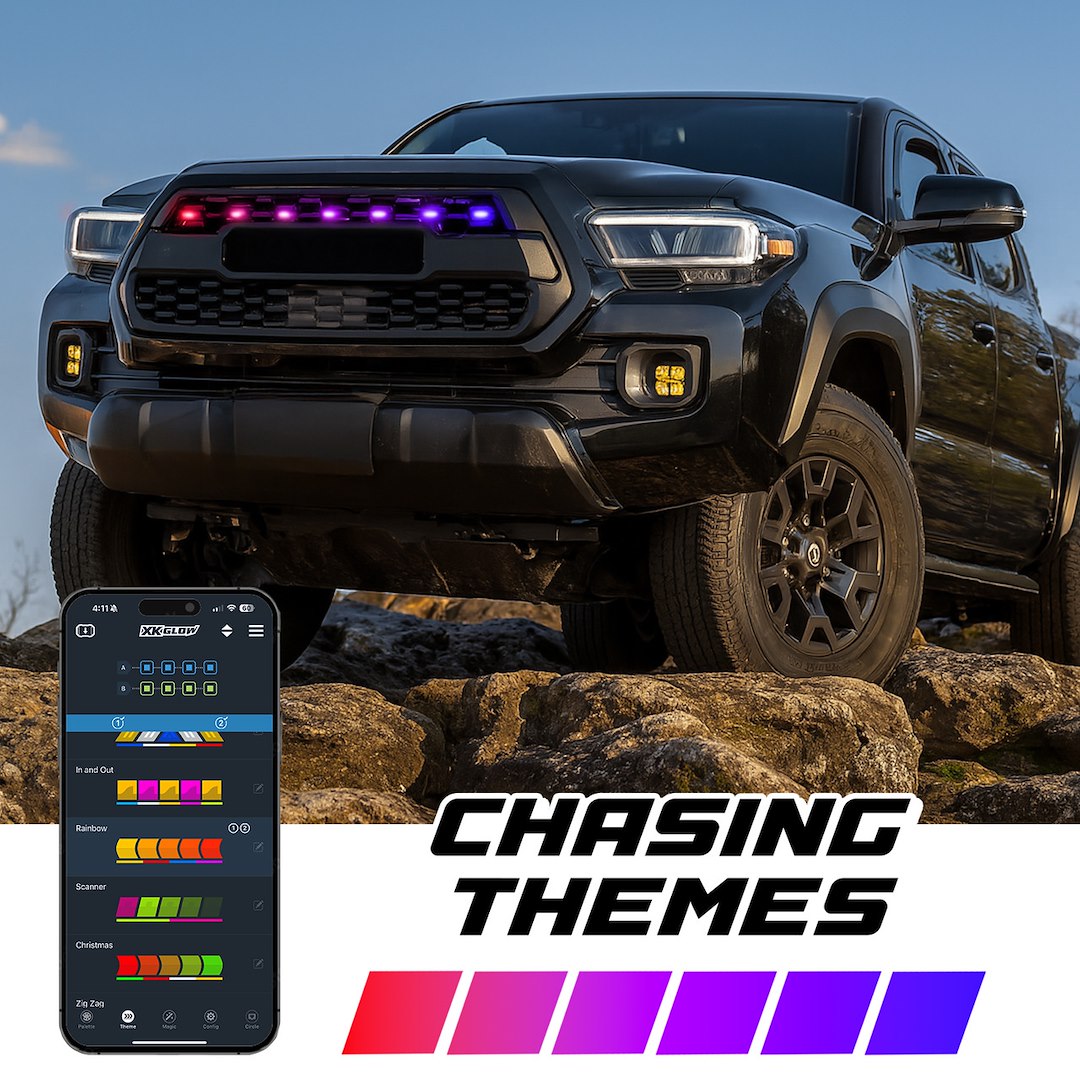 XK Glow Compatible With Third-Party Apps Grille Light - LED MX-Gpod-4 - Xkmax 4PC PRE-Runner Style Rgbw