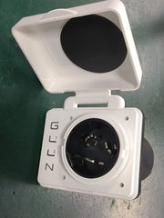 Hughes Auto Features Water Resistant Cover Power Inlet Port SV50API-W - White 50A Smart RV