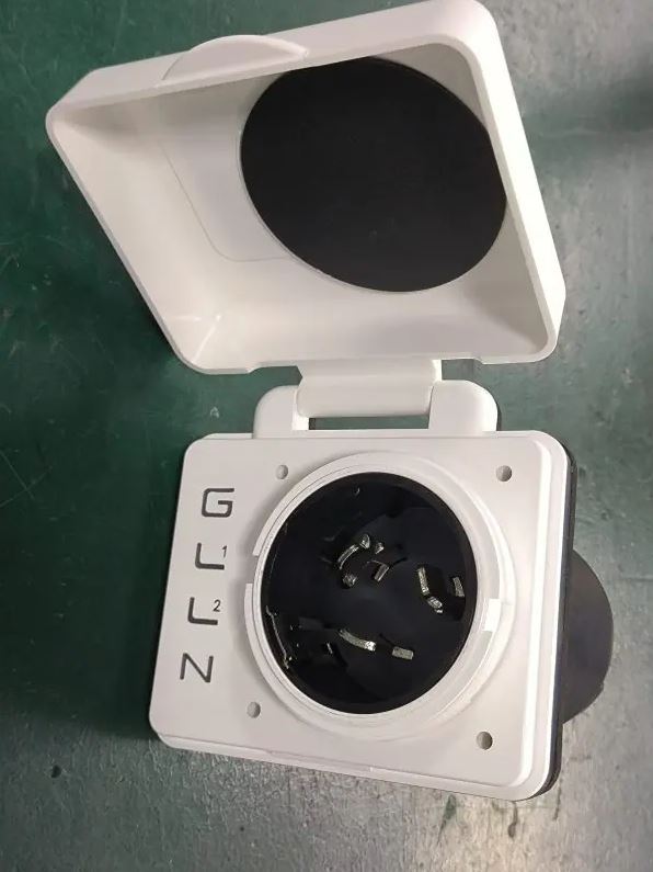 Hughes Auto Features Water Resistant Cover Power Inlet Port SV50API-W - White 50A Smart RV