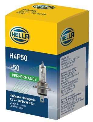 Hella No Supplier Warranty Headlight Bulb 002525651 - H4 12V 60 55W P43T T4.625 50