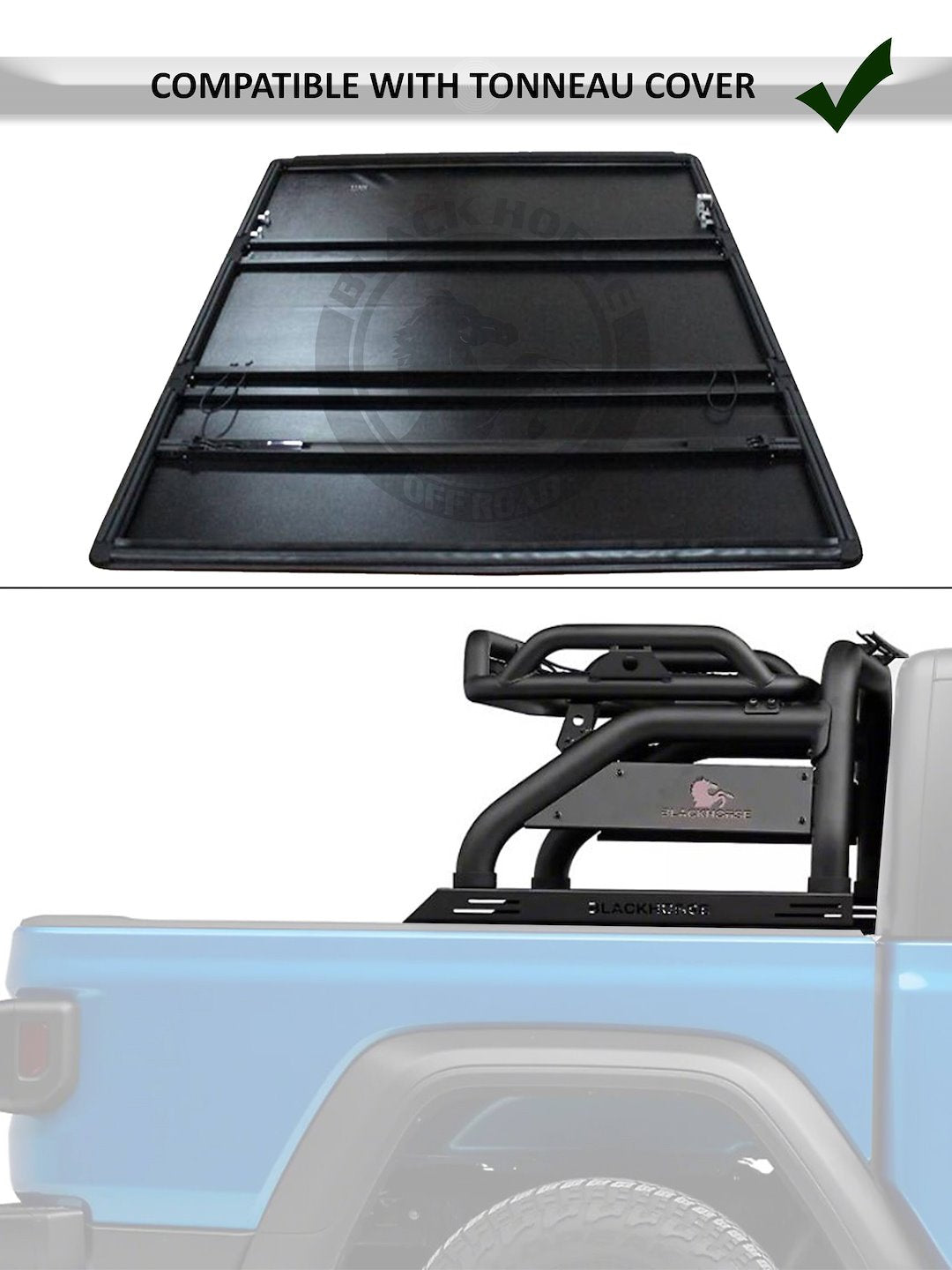 Black Horse Atrb8BK-PLFR Truck Bed Bar