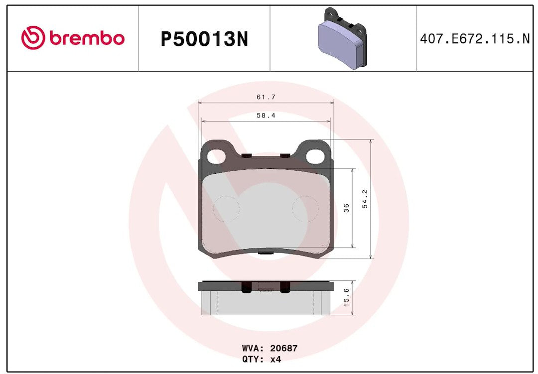 Brembo Premium Low-Met OE Equivalent Pad Brake Pad P50013N - Disc Set