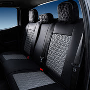 Seat CVR SOL Scratch Resistant Eco-Leather Seat Cover 10SBG - Black Gray Bundle 10 Full Frnt Rear