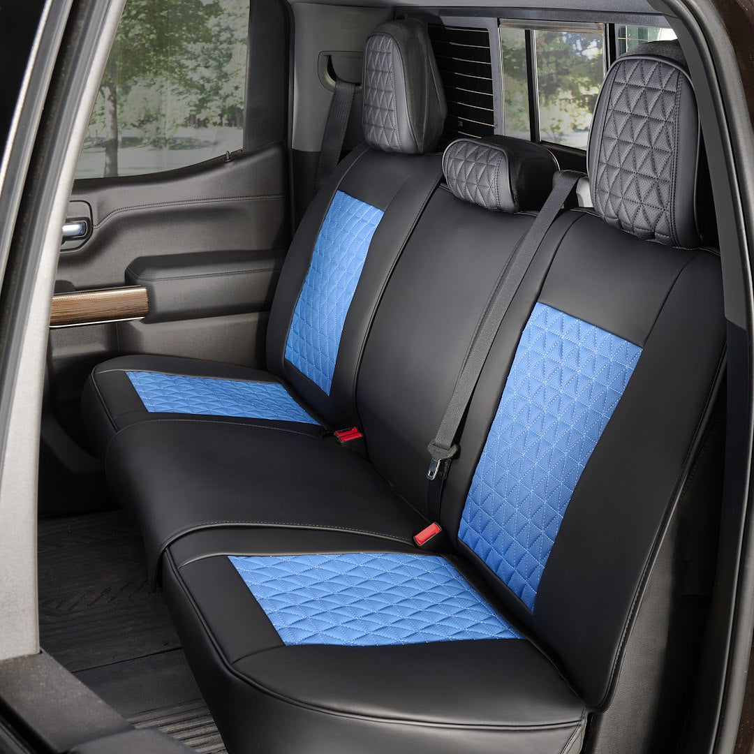 Seat CVR SOL Scratch Resistant Eco-Leather Seat Cover FFFBB - Black Blue Bundle Frnts