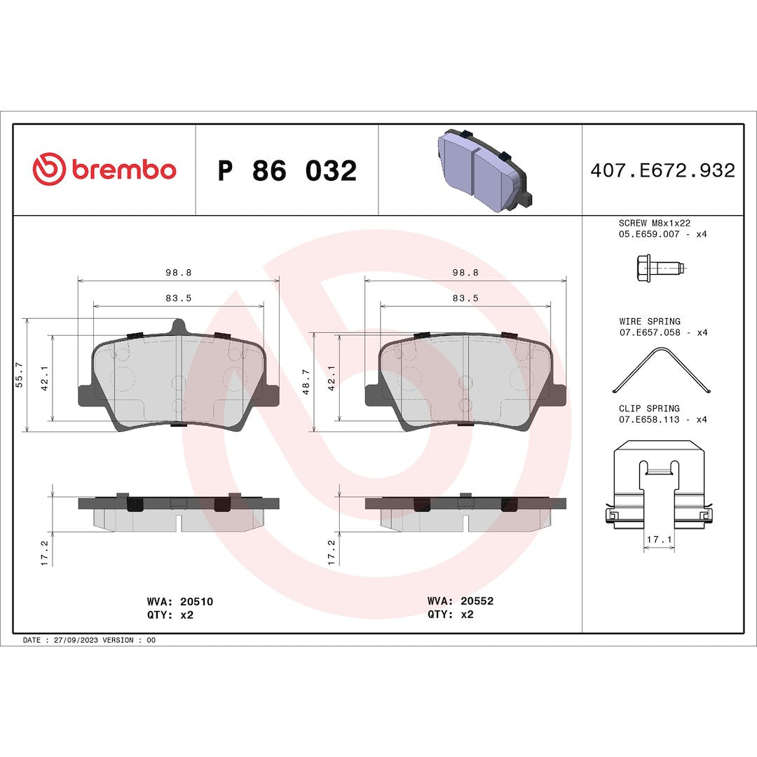 Brembo P86032 Brake Pad
