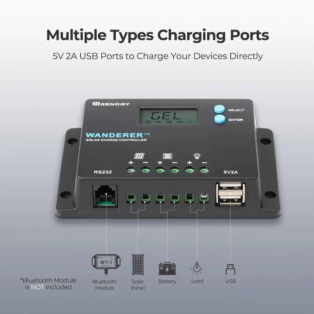 Renogy Extremely Low Self-Consumption Battery Charger Controller RNG-CTRL-WND10-G1-US - 10A Pwm Charge