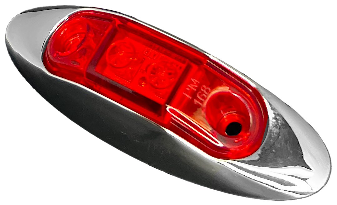 RV Designer Meets DOT Lighting Requirements Trailer Light L933 - Red Chrome Oblong Bezel Led Mark