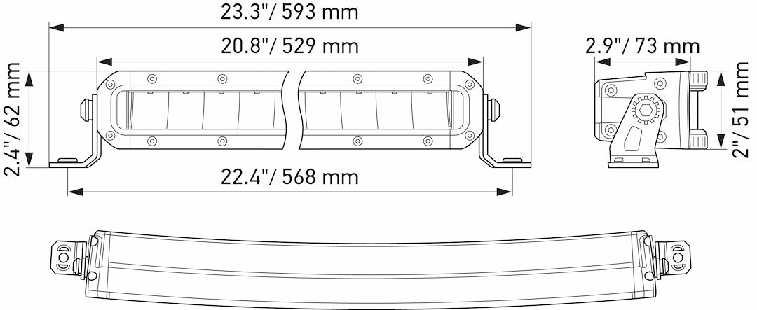 Hella Temperature Control System Light Bar 358197501 - Black Mag Tough 20 Slim Curv Ltbar