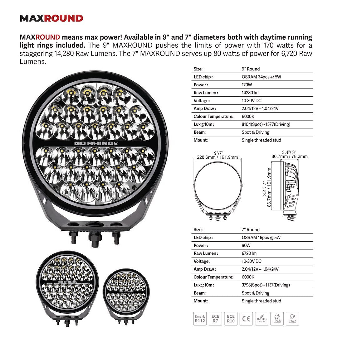 GO Rhino 750800711SRS Driving/ Fog Light - Black