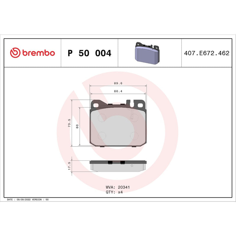 Brembo Premium Low-Met OE Equivalent Pad Brake Pad P50004 - Disc Set